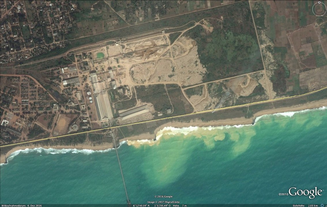 Tailing transport and dispersion phosphate mine tailings, Togo